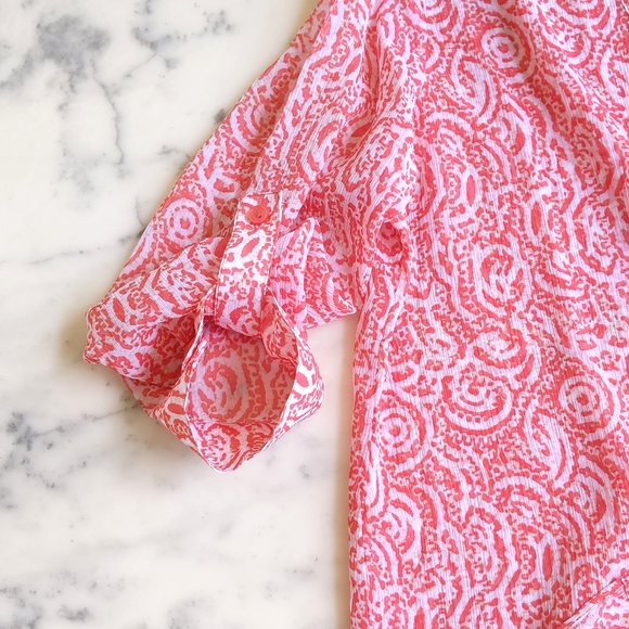 NWT The Limited Sheer Floral Uneven Length Loose Fit Tunic w/adjust 3/4 sleeve - Picture 5 of 5